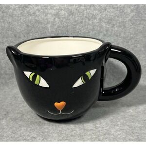 Black Cat Halloween Mug Green Eyes Eat Drink Be Scary‎ Sandra Magsamen 16oz Soup